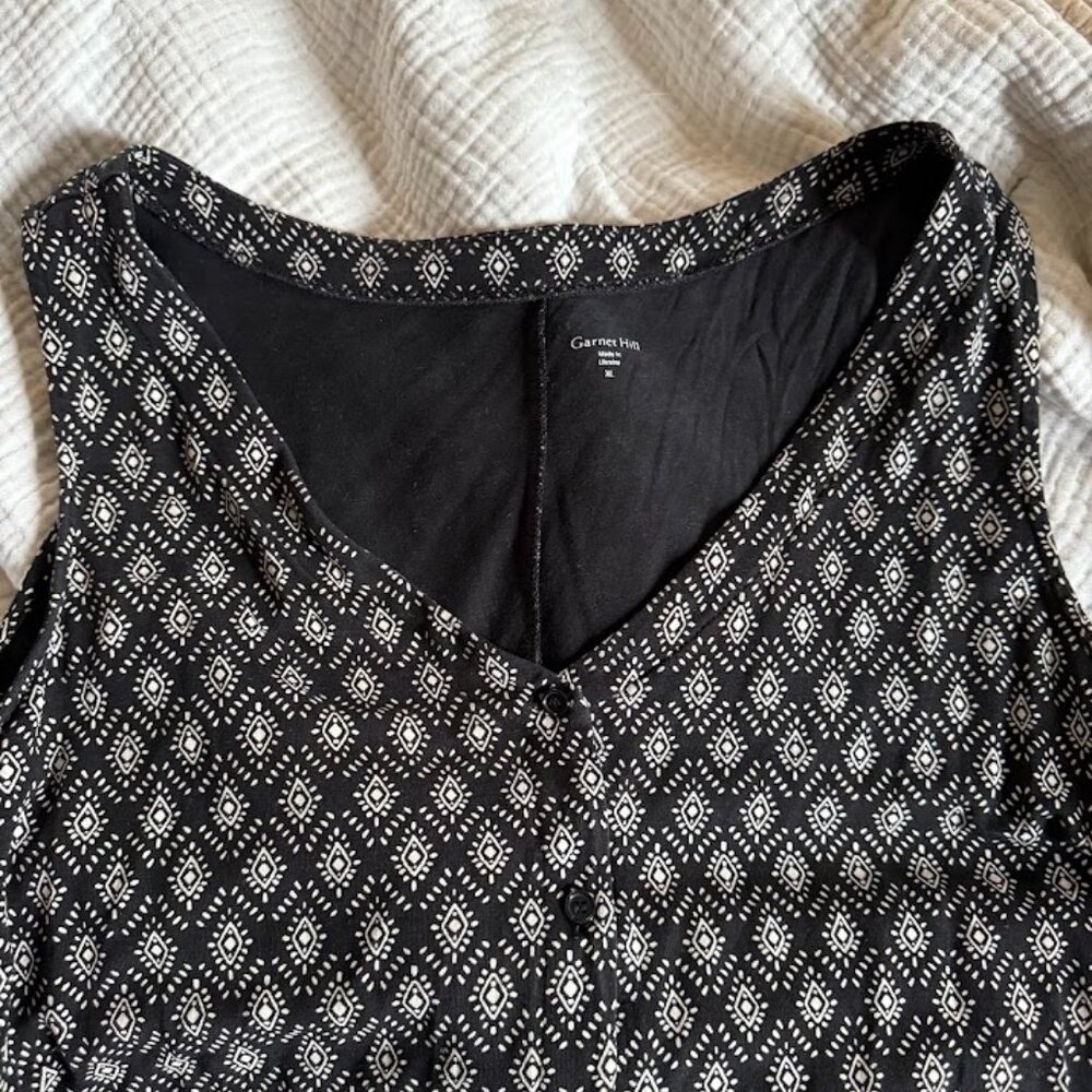 Garnet Hill Button Up Black Jersey Tank Dress , Size XLG - Picture 4 of 7